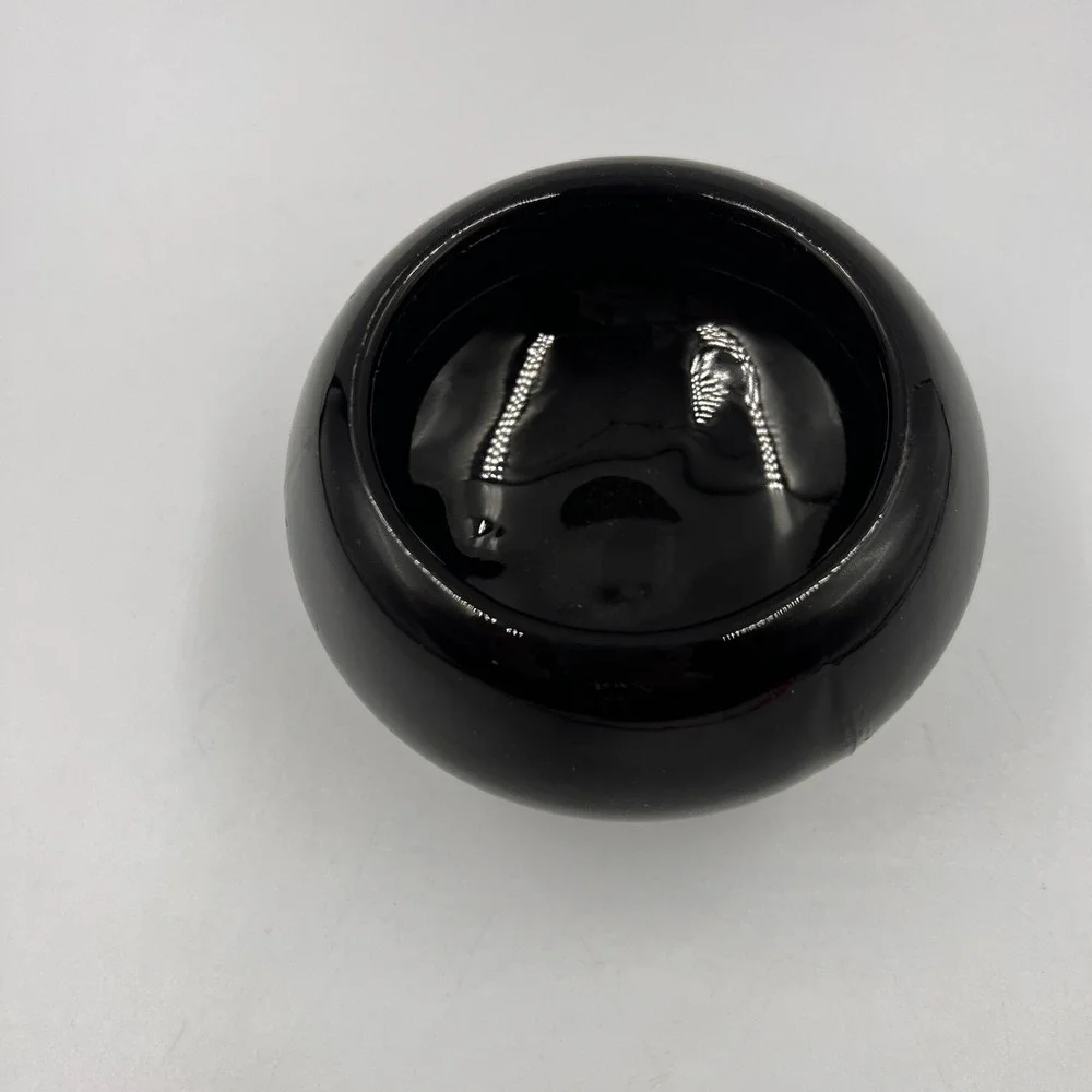 Vintage Black Glass Three Leg Footed Bowl Planter Centerpiece Mid Century Decor